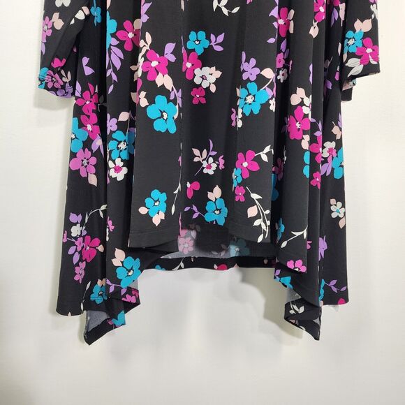 Woman Within Tunic Top Womens Plus 4X Pullover 3/4 Sleeve Sharkbite Hem Floral - Picture 7 of 10